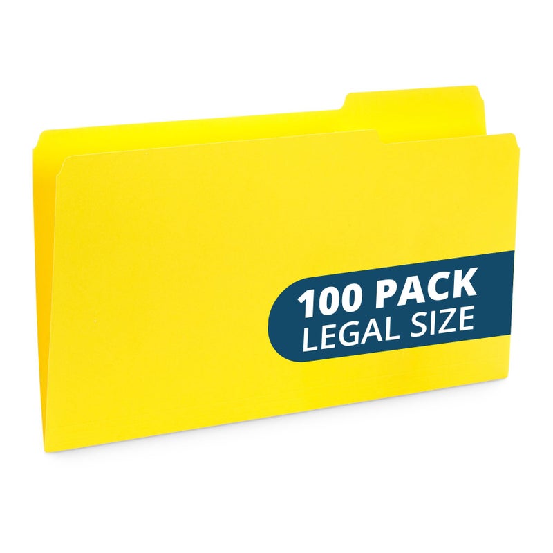 Blue Summit Supplies Yellow Legal File Folders, 1/3 Cut Tab, Legal Size, Great for Organizing and Easy File Storage, 100 Per Box - Image 1